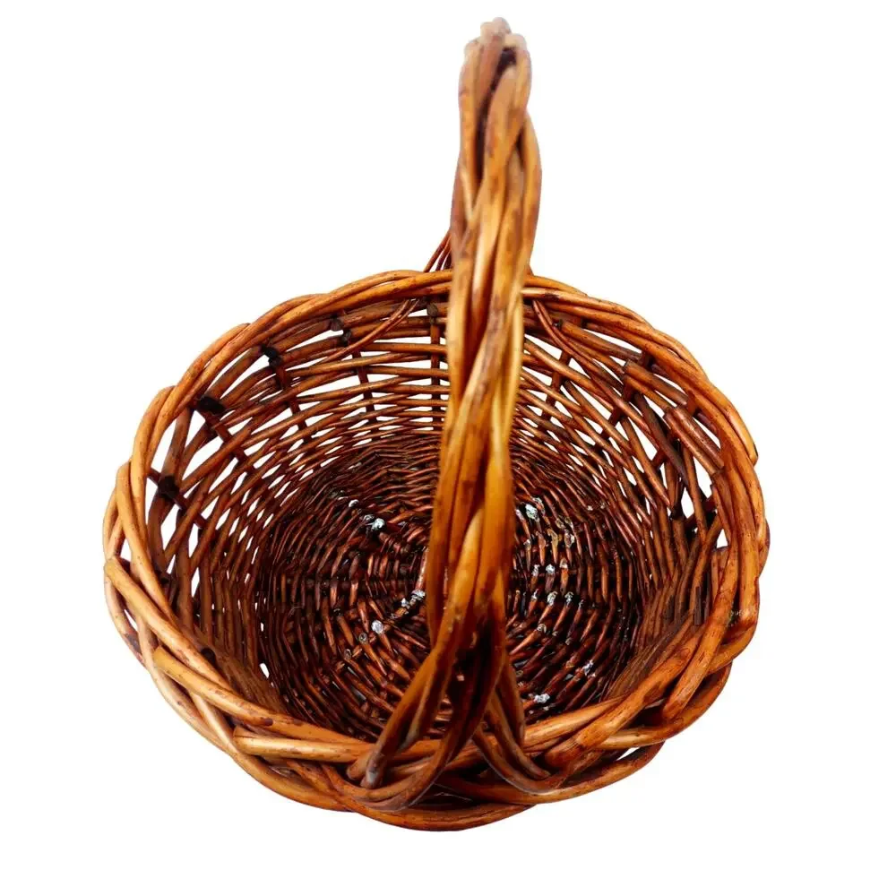 Large Rustic Woven Rattan Handled Basket Twisted Handle 19